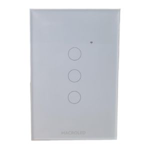 LLAVE LUZ PARED INTERRUPTOR WIFI TOUCH SMART 3 CANAL C/ CAPACITOR 7A MACROLED ROMA