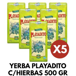 YERBA PLAYADITO C/HIERBAS 500 GR X 5 UNIDADES - Vista 1