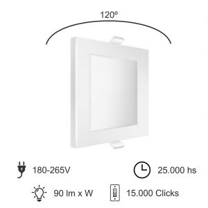 PANEL LED  EMBUTIR CUADRADO 12W MACROLED - Vista 5
