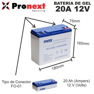 BATERIA DE GEL DE 12V 20 AH PRESS CICLO PROFUNDO - Vista 1