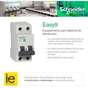 INTERRUPTOR TERMOMAGNETICO 2X16 SCHNEIDER - 4.5KA CURVA C E9 - Vista 1
