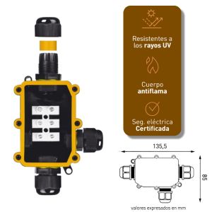 CAJA ESTANCA IP65 3 PINES CON PROTECCION UV 1 ENTRADA 2 SALIDAS INTEK - Vista 6