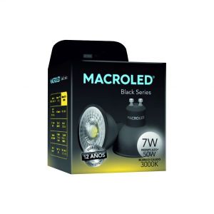 LAMPARA DICROICA NEGRA LED 7W GU10 DE PVC MACROLED - Vista 1