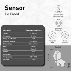 KIT ALARMA P/ OBRAS CONSTRUCCIONES TERRENOS C/ REFLECTOR LED 30W CALIDO Y SENSOR DE MOVIMIENTO BLANCO - Vista 3