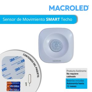 SENSOR DE MOVIMIENTO DE TECHO 360° APLICAR SMART A PILA 5 MTS ALCANCE  MACROLED - Vista 2