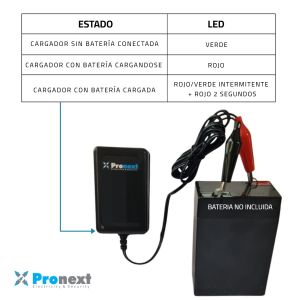 CARGADOR DE BATERIA DE GEL 12V 1.4 AMP C/ CORTE AUTOMATICO PRONEXT - Vista 4