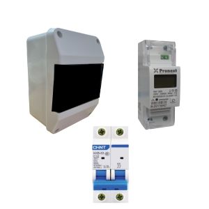 TABLERO + TERMICA 2X32 + MEDIDOR MONOFASICO CON RESET 65A WA 1200 PRONEXT - Vista 2