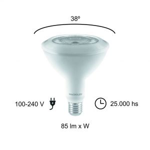 LAMPARA PAR 38 LED 20W E27 LUZ CALIDA MACROLED - Vista 1