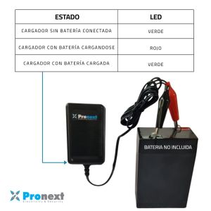 CARGADOR DE BATERIA DE GEL 6V 1 AMP C/ CORTE AUTOMATICO PRONEXT - Vista 4