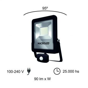 REFLECTOR LED SMD 50W IP65 CON SENSOR MOVIMIENTO MACROLED - Vista 5