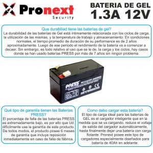 BATERIA DE GEL DE 12V 1.3 AH PRESS - Vista 2
