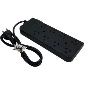 PROLONGADOR MULTIPLE 8 TOMAS NEGRO CON CABLE 1.5 MTS C/ PROTECTOR TERMICO