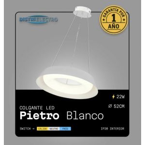 LAMPARA COLGANTE LED ACERO BLANCO 22W PIETRO DISEÑO MODERNO - Vista 3