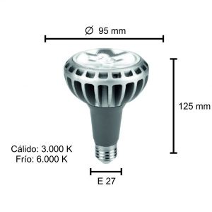 LAMPARA PAR 30 LED 30W E27 DE ALUMINIO MACROLED - Vista 4