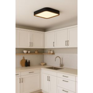 PLAFON LED ACERO NEGRO Y MADERA 45W GALACTIC DISEÑO CUADRADO MODERNO - Vista 2