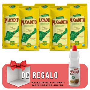 PAQUETE YERBA PLAYADITO 500 GR X5 UNIDADES + EDULCORANTE HILERET MATE LIQUIDO 400 ML - Vista 1