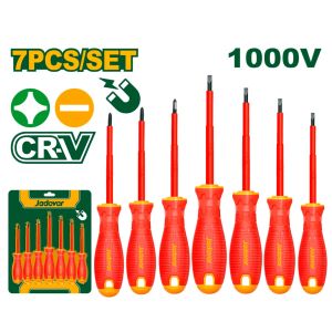 KIT JUEGO 7 DESTORNILLADORES AISLADOS 1000V 3 PLANOS + 3 PHILLIPS JADEVER - Vista 2