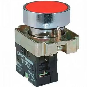 PULSADOR DE CUERPO METALICO DE 22 MM ROJO CON CONTACTO NA