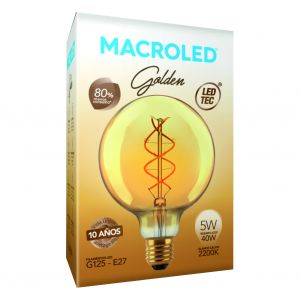 LAMPARA GLOBO GOLDEN FILAMENTO LED 5W E27 MACROLED - Vista 1
