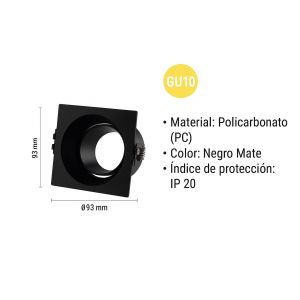 SPOT OLU GU10 PARA DICROICA NEGRO - Vista 1