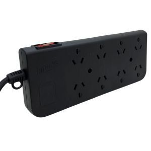 PROLONGADOR MULTIPLE 8 TOMAS NEGRO CON CABLE 1.5 C/ PROTECTOR TERMICO - Vista 2