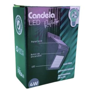 REFLECTOR SOLAR 4W APLIQUE EXTERIOR IP65 INTEMPERIE BATERIA NEGRO BLANCO FRíO - Vista 4