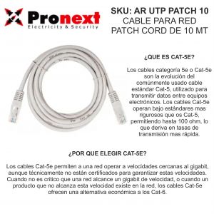 CABLE PARA RED PATCH CORD DE 10 METROS PRONEXT - Vista 2