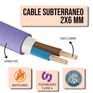 CABLE SUBTERRANEO 2X6 MM X METRO EPUYEN - Vista 2