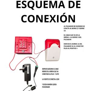 ALARMA DE INCENDIO CON SIRENA PARA INTERIOR Y PULSADOR - Vista 1