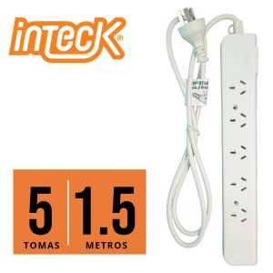 PROLONGADOR MULTIPLE 5 TOMAS BLANCO CON CABLE 1.5 MTS C/ PROTECTOR TERMICO - Vista 3