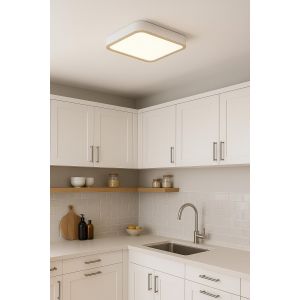 PLAFON LED ACERO BLANCO Y MADERA 45W GALACTIC DISEÑO CUADRADO MODERNO - Vista 2
