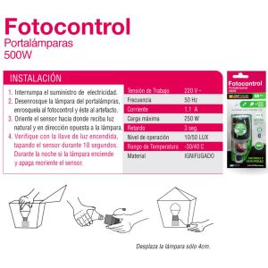 FOTOCONTROL PORTA LAMPARA E27 500W LIGHT HOUSE - Vista 2