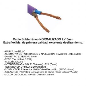CABLE SUBTERRANEO 2X10 MM X METRO CONDUELEC - Vista 2
