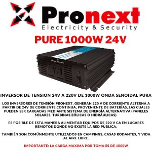 INVERSOR DE TENSION 24V A 220V DE 1000W ONDA SENOIDAL PURA - Vista 1