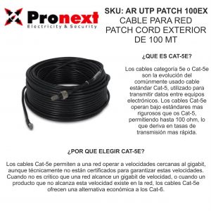 CABLE PARA RED PATCH CORD DE 100 METROS EXTERIOR UTP PRONEXT - Vista 2