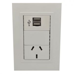 SET ARMADO 1 TOMACORRIENTE 10A + 1 USB DOBLE CONECTOR LINEA URBANA EXULTT