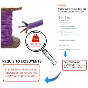 CABLE SUBTERRANEO 4X16 MM X METRO CONDUELEC - Vista 3