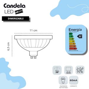 LAMPARA LED AR-111 12W DIMERIZABLE GU10 220V CANDELA - Vista 8