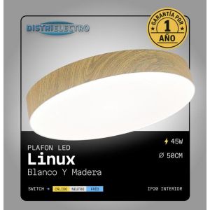 PLAFON LED ACERO MADERA 45W LINUX DISEÑO MODERNO - Vista 3