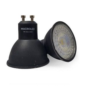LAMPARA DICROICA NEGRA LED 7W GU10 DE PVC MACROLED