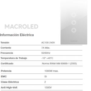 TECLA SMART ROMA MACROLED 3 CANALES CON CAPACITOR - Vista 1