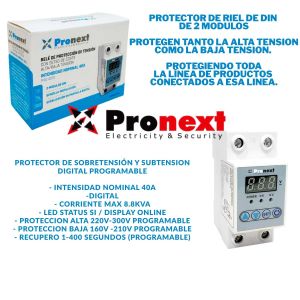 PROTECTOR DE TENSION RIEL DIN DIGITAL 63AMP RIEL DIN PRONEXT - Vista 4