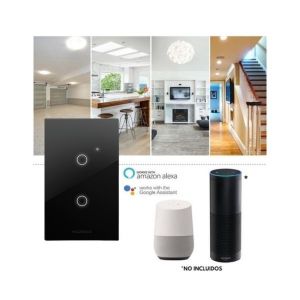 LLAVE LUZ PARED INTERRUPTOR WIFI TOUCH SMART 2 CANALES MACROLED - Vista 3