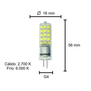 LAMPARA BIPIN 4W G4 12V MACROLED - Vista 4