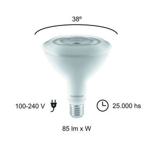 LAMPARA PAR 38 LED 20W E27 LUZ FRIO MACROLED - Vista 1