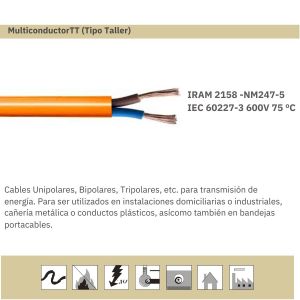 CABLE TIPO TALLER 2X1.5 MM X METRO NARANJA EPUYEN - Vista 2