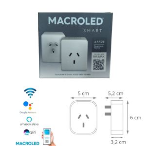 ENCHUFE TOMA INTELIGENTE WIFI SMART 10A MACROLED ALEXA GOOGLE SIRI APP - Vista 5