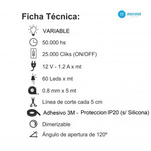 CINTA LED 72W 12V 5050 IP 20 X 5 MTS MACROLED - Vista 13