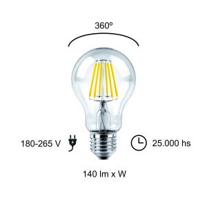 LAMPARA BULBO FILAMENTO LED 6W E27 MACROLED - Vista 5