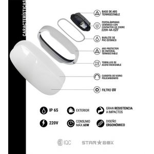 TORTUGA EXTERIOR C/ PORTALAMPARA E27 NEGRO STAR BOX - Vista 1